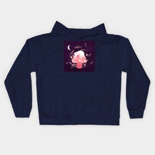 Cute white cat, mushroom and curious flowers, version 4 Kids Hoodie